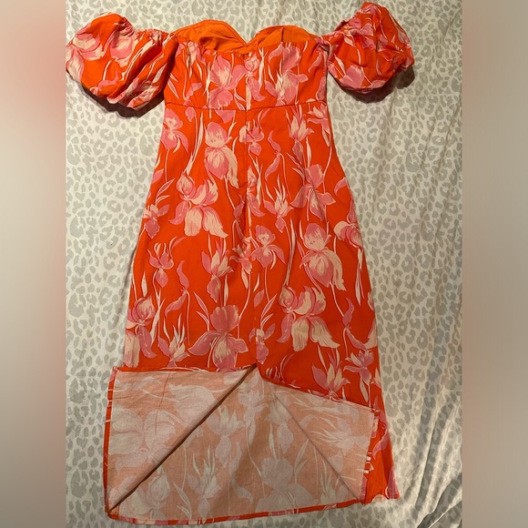 Orange/Pink Lena Off Shoulder Long Midi Dress - Picture 11 of 15